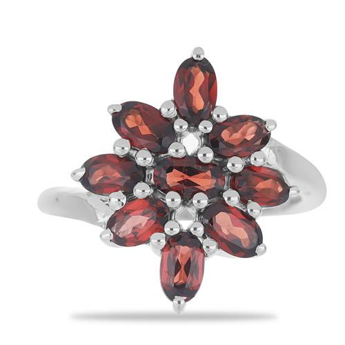 BUY 925 SILVER NATURAL GARNET GEMSTONE CLUSTER RING 